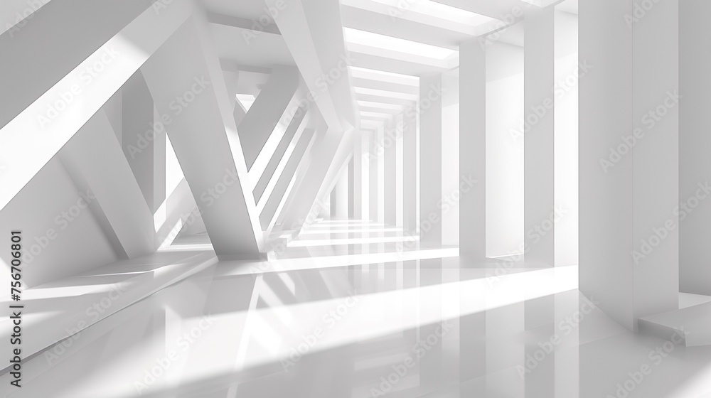 Fototapeta premium Abstract white background with white light and grey shadow : empty light interior with copy space for creative studio backdrop project.