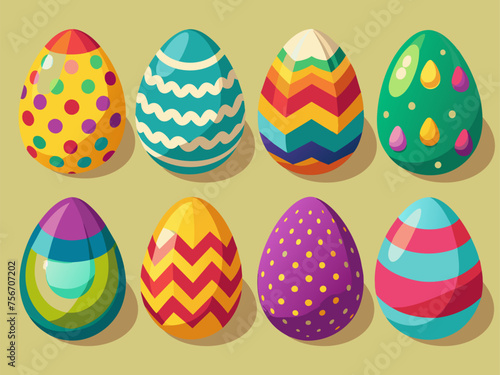 Bright colors of Easter: a set of holiday eggs
