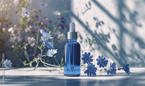 A cosmetic dropper bottle