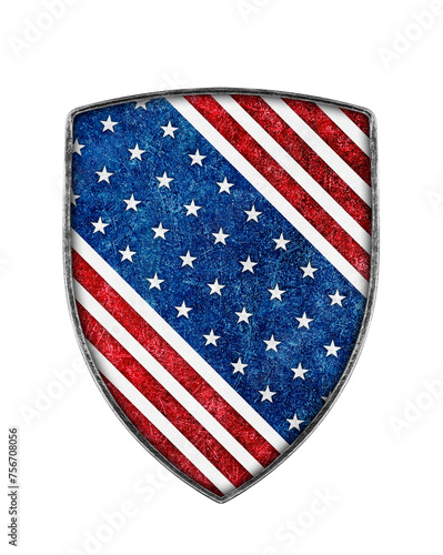 American shield with stars and stripes isolated on white background