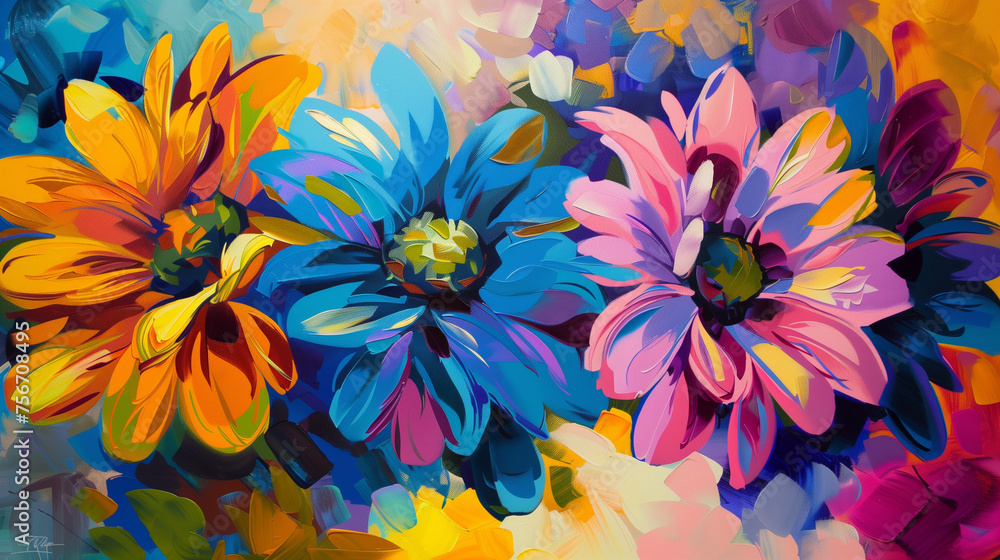 Obraz premium Red and yellow flower. AI generated art illustration.