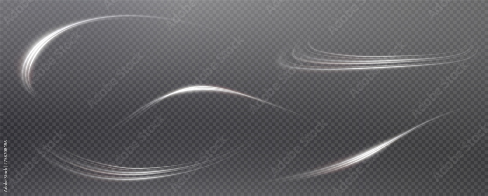 Vector png background with white glowing lines. White glowing lines of speed. Light glow effect. Light trail wave, fire trail line and glow curve swirl.
Vector png background with white glowing lines. White glowing lines of speed. Light glow effect. Light trail wave, fire trail line and glow curve swirl.