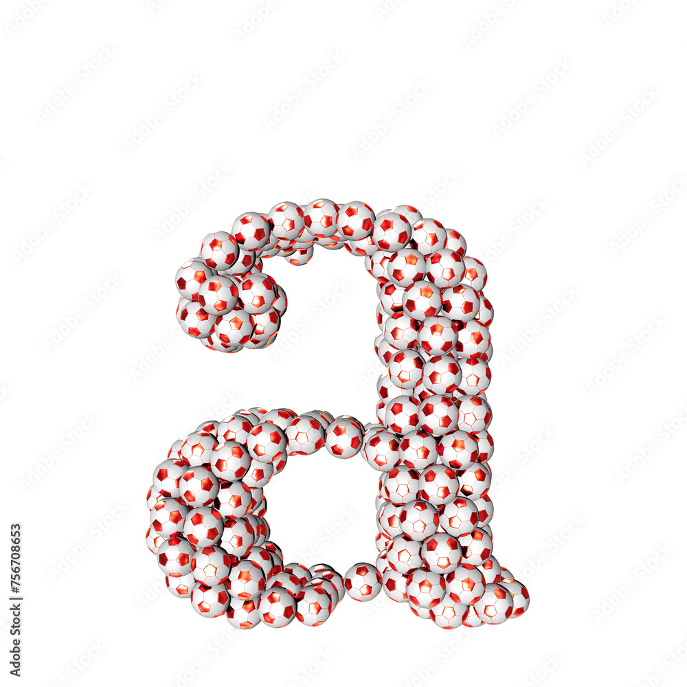 Symbols made from red soccer balls. letter a Symbols made from red soccer balls. letter a