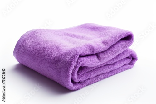 Purple towels, neatly stacked