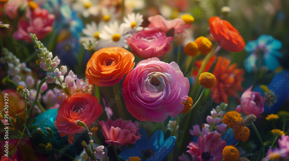 Naklejka premium Red and yellow flower. AI generated art illustration.