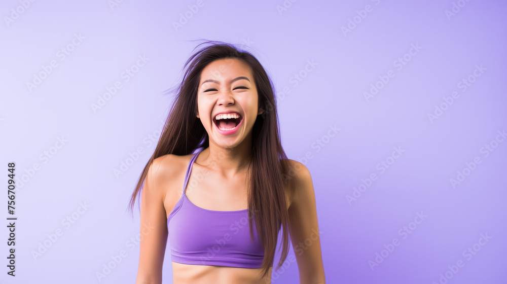 Happy Asian American Teen in Lavender Swimwear with Matching Background
Happy Asian American Teen in Lavender Swimwear with Matching Background