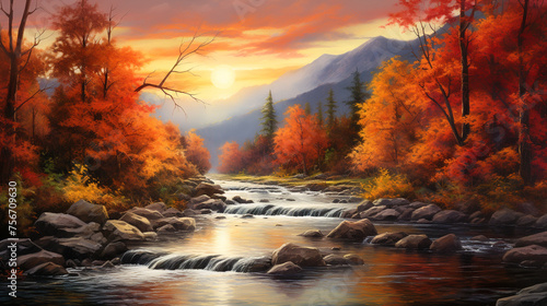 Vibrant autumn hues paint the mountain landscape background © SOLO PLAYER