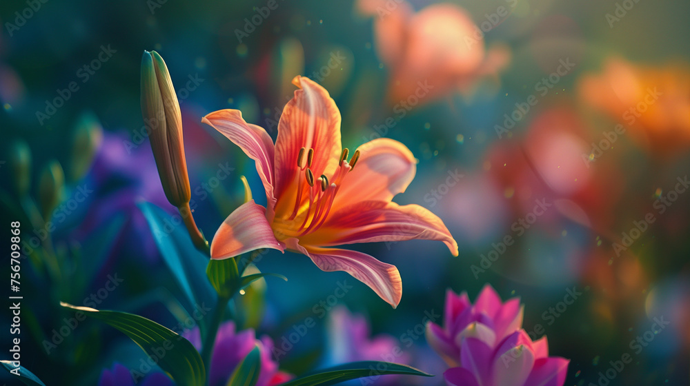 Red and yellow flower. AI generated art illustration. Red and yellow flower. AI generated art illustration.