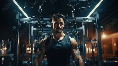 Modern Fitness: Person Working Out in a Gym with State-of-the-Art Equipment photo