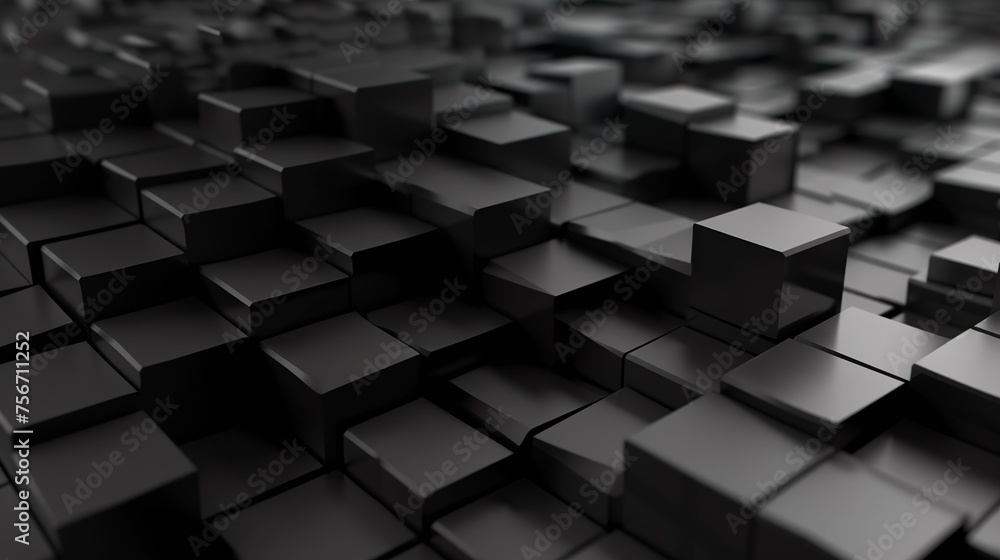 Abstract block stack wooden 3d cubes, black wood texture for backdrop Abstract block stack wooden 3d cubes, black wood texture for backdrop