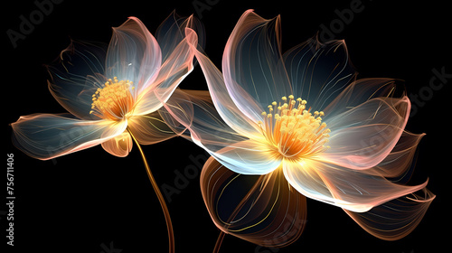 Golden luxury impressionistic floral design background