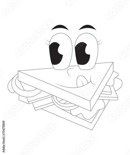 Food and snacks coloring page for kids