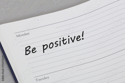 Be positive reminder message in an open diary