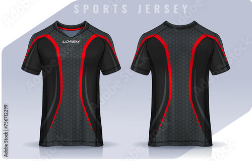 t-shirt sport design template, Soccer jersey mockup for football club. uniform front and back view.	