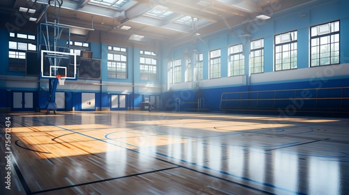 Serene Spaces  Empty School Gym Captured with Generative AI in 8K and 4K Photorealism
