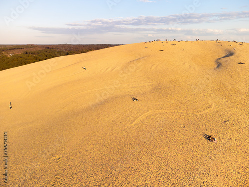 Aerial view Dune of Pilat  the tallest sand dune in Europe  Arcachon Bay  Aquitaine  France. High quality photo