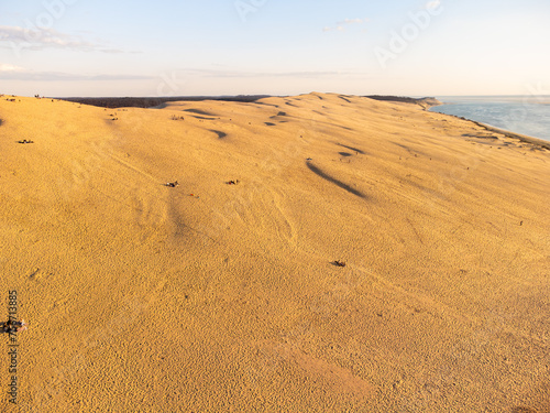 Aerial view Dune of Pilat, the tallest sand dune in Europe, Arcachon Bay, Aquitaine, France. High quality photo