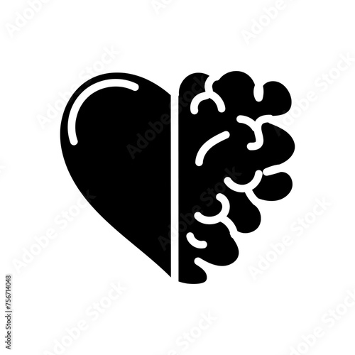Hand drawn line and flat style icon of Mental health