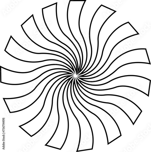 Sunburst element radial stripes or sunburst backgrounds icons of rays design. Retro stars black line vector isolated on transparent. Editable stock geometric sunburst symbol.