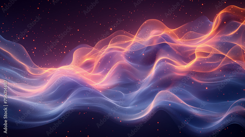 Obraz premium Abstract Waves, Bokeh, Dots Technology