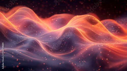 Abstract Waves, Bokeh, Dots Colorful technology Nebula Cosmos 