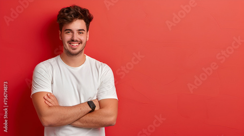 Portrait of successful mature boss, senior businessman in glasses and business suit looking at camera and smiling, man with crossed arms working insi Generative Ai photo