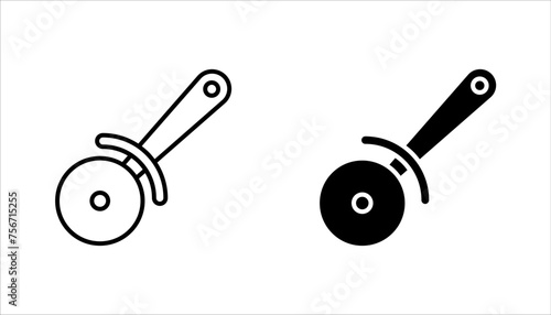 pizza slicer icon set, kitchen utensil icon vector logo template, vector illustration on white background