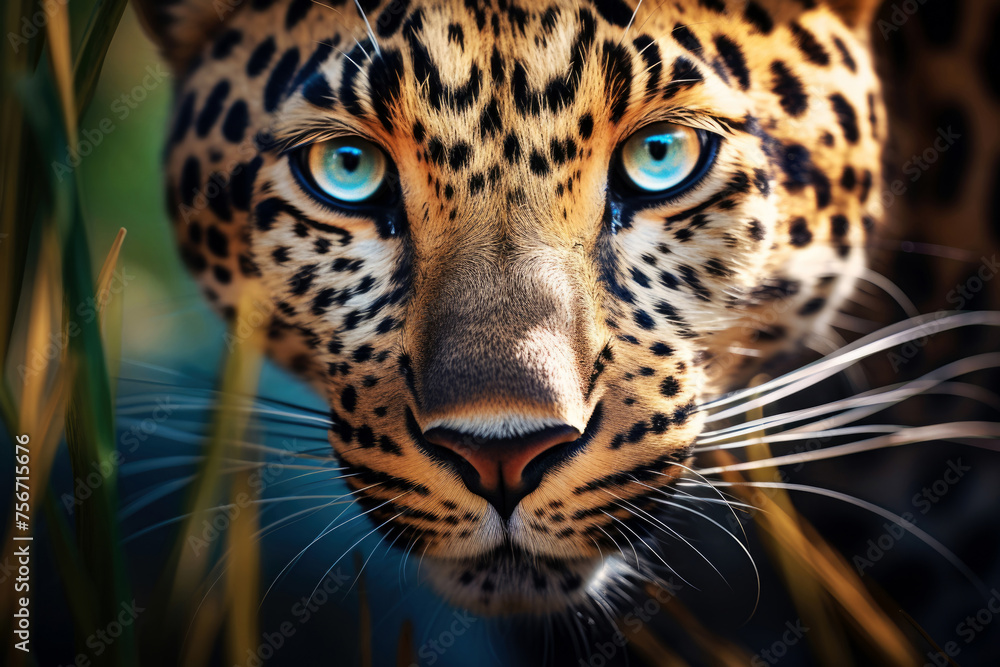 Obraz premium Intense Leopard Gaze in Natural Habitat