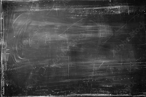 Black chalkboard with a white frame, displaying traces of chalk.