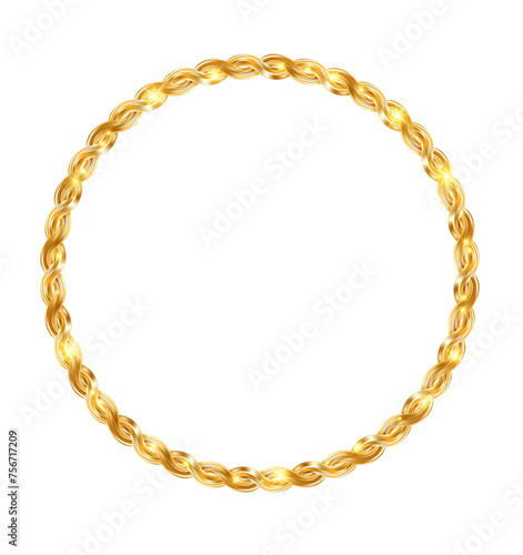 Gold twisted braided chain frame. Elegant thin round border.