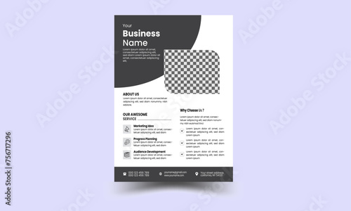 Flyer Layout with Geometric Accen. Brochure template layout design. Corporate business flyer mockup. Creative modern bright flyer concept