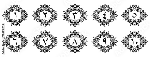 arabic numerals with ornament. Arabic numerals with premium border decoration. illustration vector. transparent background. free to use for your needs. photo