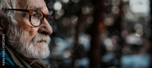 portrait of a wise old man at the park photo