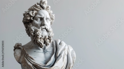 Marble statue of an ancient Greek people sculpture isolated on solid background