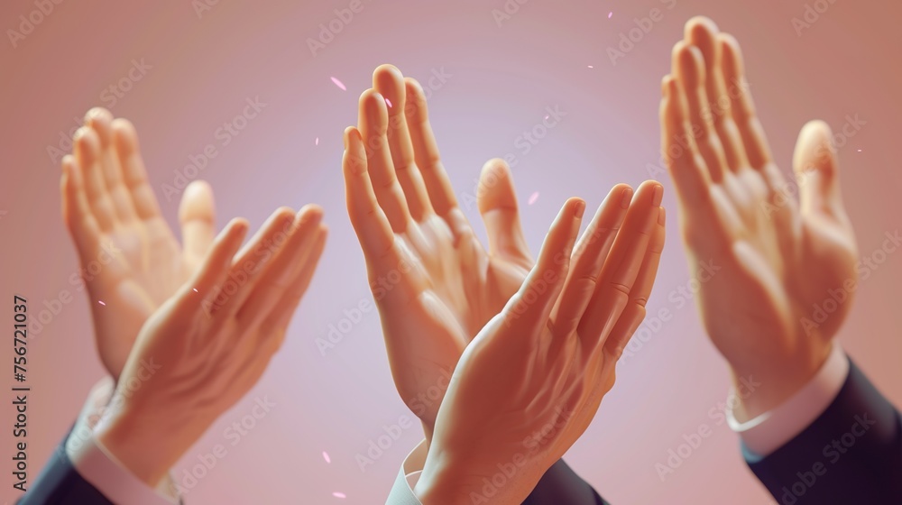 Conference, team of coworkers clapping hands for success and in boardroom of presentation with lens flare. Support, achievement and diverse group of people applauding together in business meeting