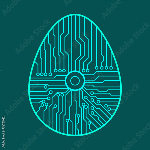 Abstract technology Easter egg. Happy Easter Egg.Abstract egg. Egg in an electronic circuit.