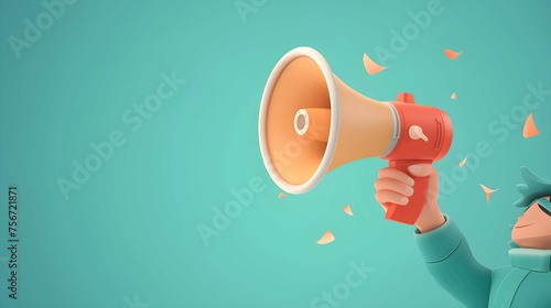 3d megaphone on dark background. Ready to make a marketing or advertising announcement