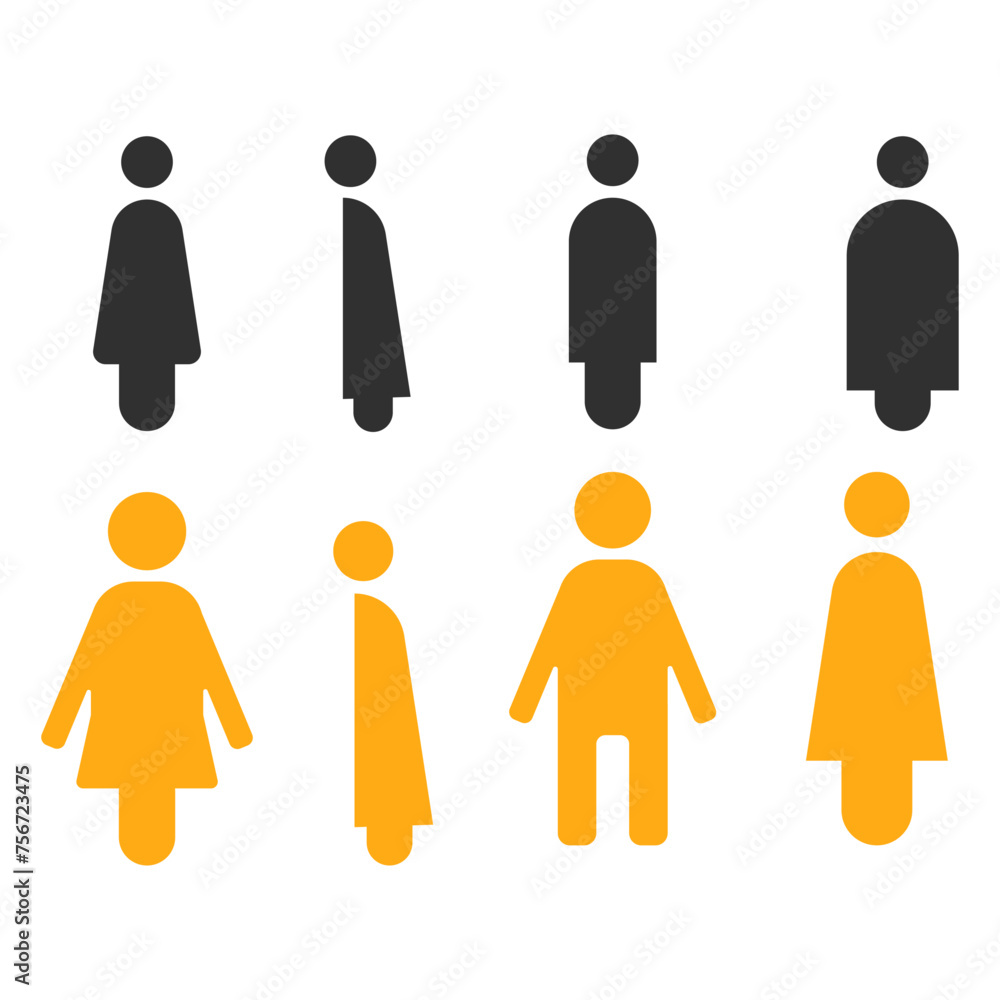 WC toilet male and female signboard vector set. WC toilet male and female signboard vector set.
