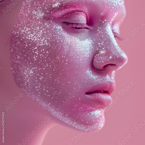 girl's face in glitter.