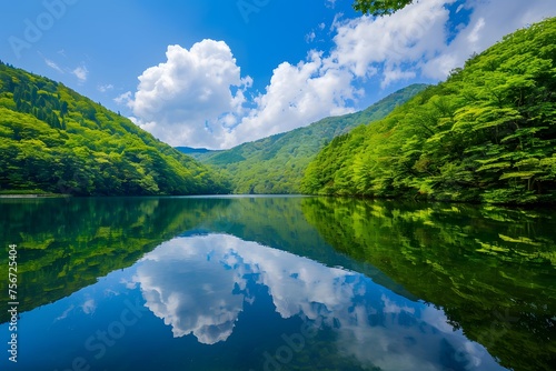 a secluded mountain lake  surrounded by lush forests and mirrored reflections  capturing the serene beauty of untouched nature in 16k ultra HD.