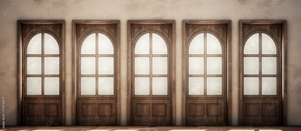 Obraz premium Wooden door frames on windows
