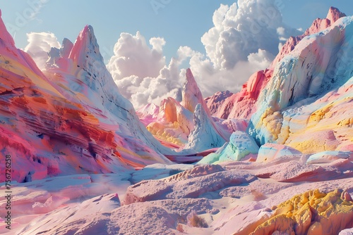 a surreal, otherworldly landscape, where vibrant colors and unique geological formations blend to create an awe-inspiring scene, immersing viewers in a cinematic 16k dreamscape.