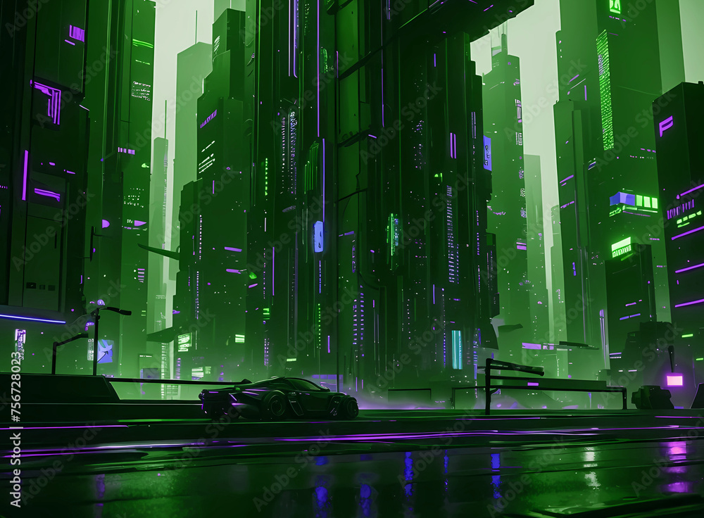 Obraz premium Abstract fantasy dark night city background concept