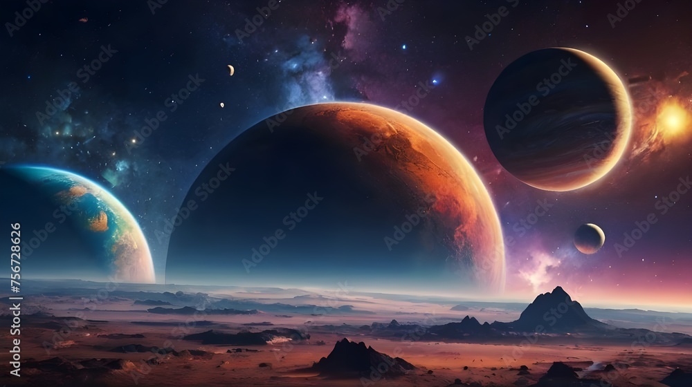 Space landscape with planets and stars Space landscape with planets and stars