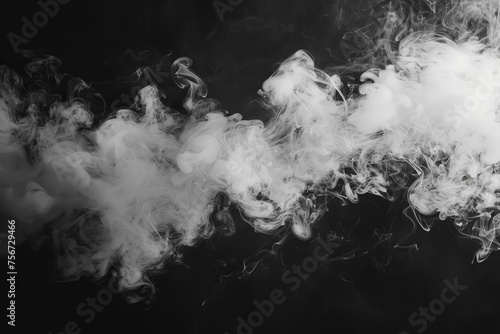 Studio shot with white smoke against a black backdrop Creating an abstract and mysterious atmosphere for artistic and dramatic presentations