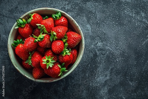 Fresh Organic Strawberries in a Rustic Bowl on a Textured Background