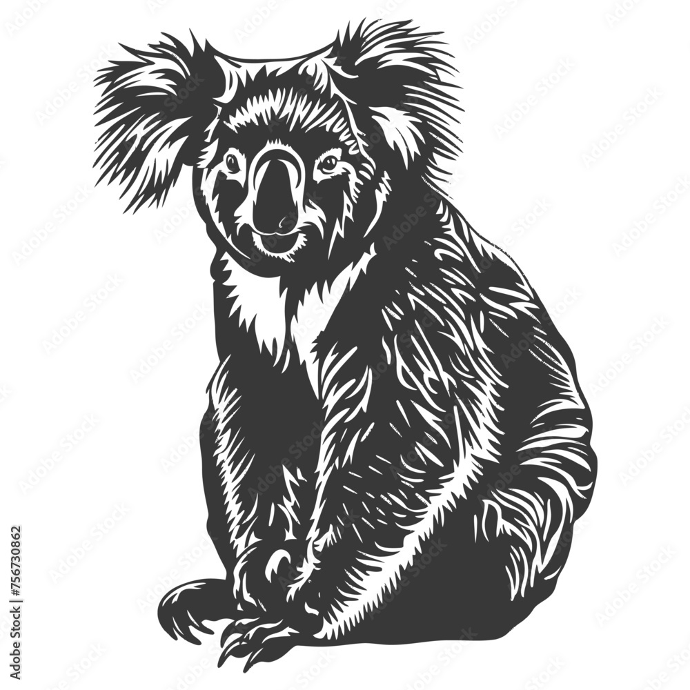 Silhouette koala animal black color only full body 