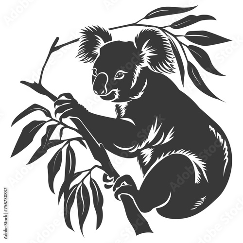 Silhouette koala animal black color only full body 