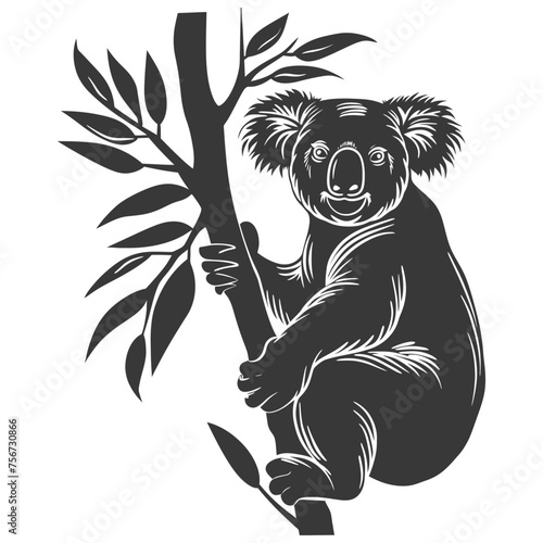 Silhouette koala animal black color only full body 