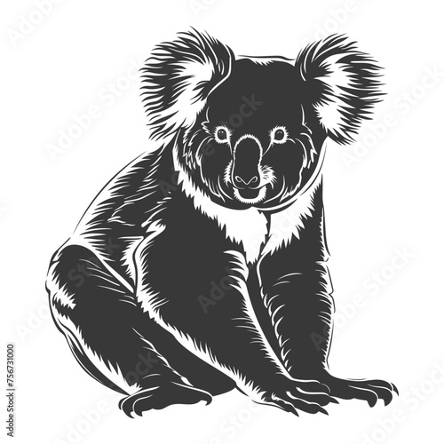 Silhouette koala animal black color only full body 